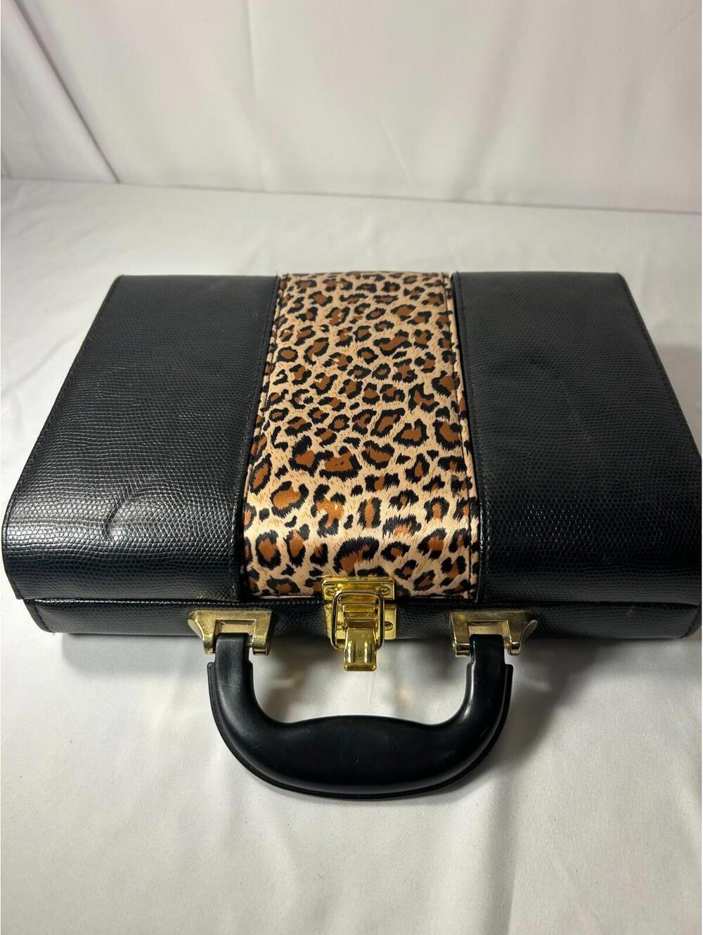 Vintage Cheetah Leopard Print Travel Vanity Makeup Case Cosmetic Jewelry Bag